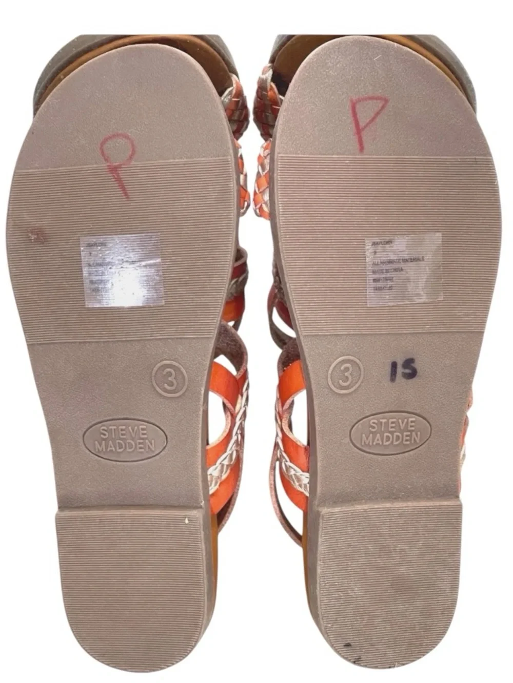 NEW Steve Madden Jsaylorr Girls Size 3 Braided Strappy Sandals Orange Gold